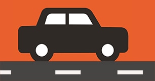 Drawing of car on orange background